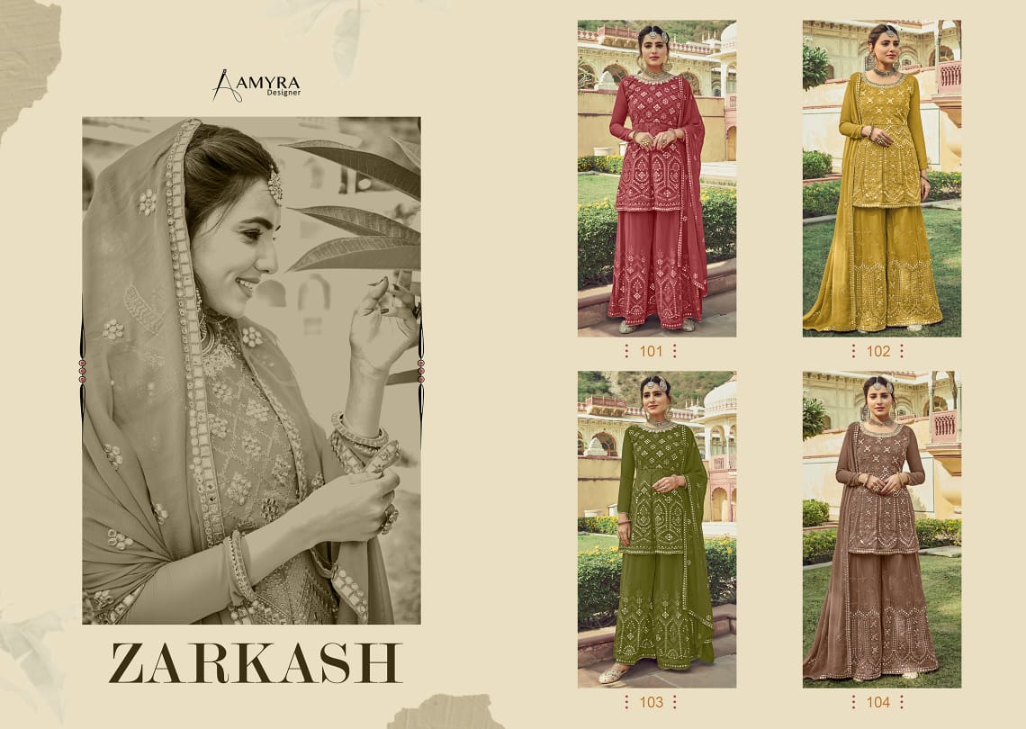 AAMYRA ZARKASH Latest Fancy Wedding Wear Heavy Georgette With Heavy Exclusive Mirror Embroidery And Diamond Work Salwar Suit Collection